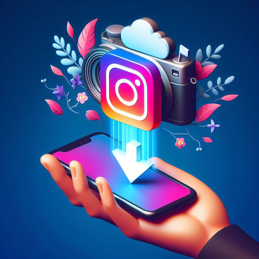 How To Download Instagram and Twitter Videos , twitter and instagram logo floating ,download symbol below the logo